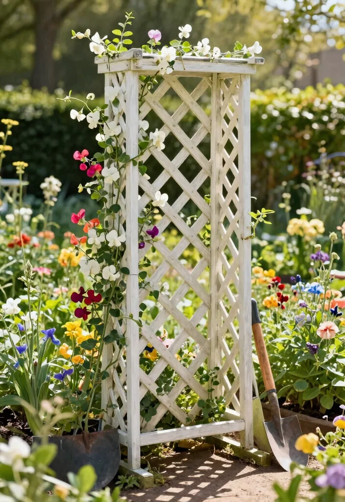 18 Sweet Pea Trellis Ideas With Romantic Garden Style - 6. Lattice Trellis for Sweet Peas 1