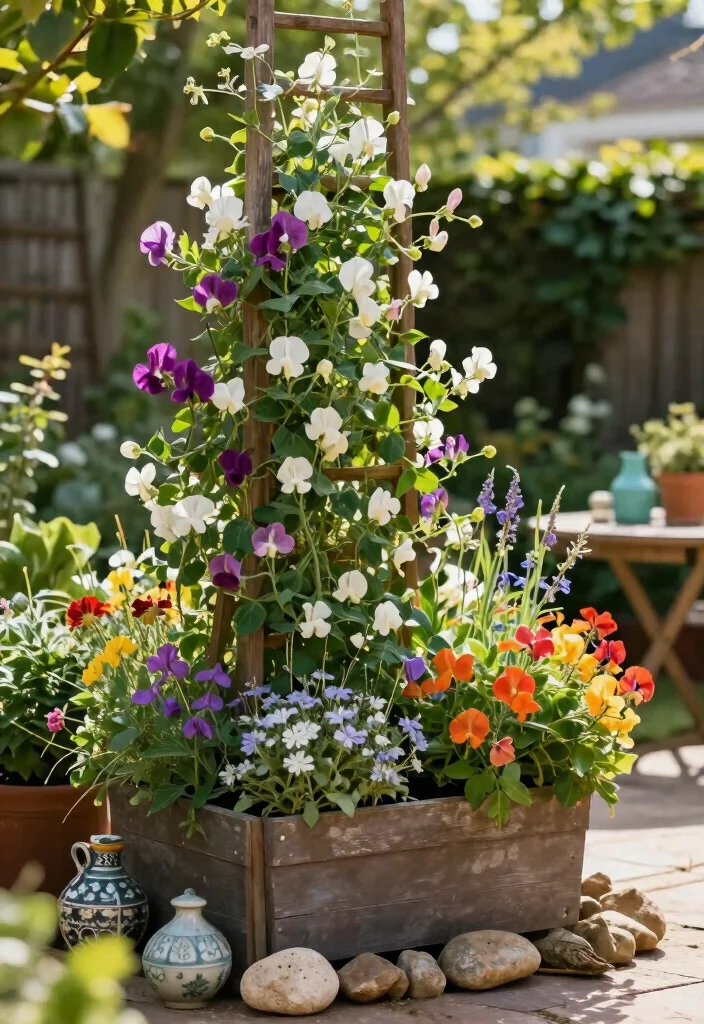18 Sweet Pea Trellis Ideas With Romantic Garden Style - 8. Trellis Planters for an Instant Garden 1
