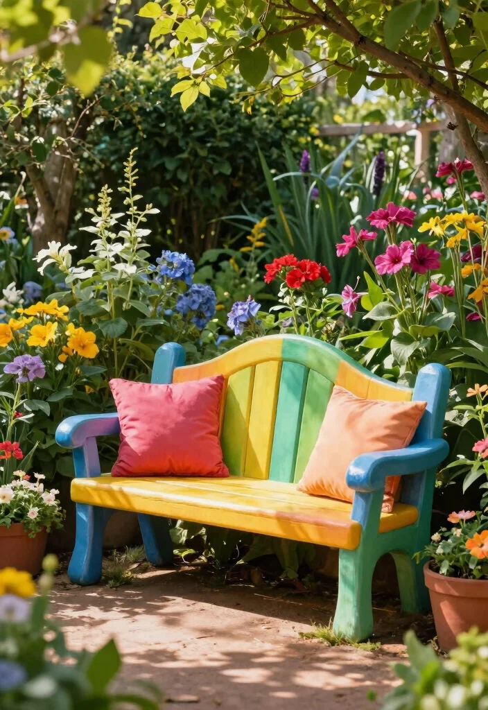 18 Whimsical Front Yard Ideas With Playful Details 13 18 Whimsical Front Yard Ideas With Playful Details - 13. Whimsical Garden Benches 1