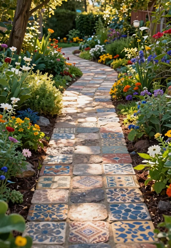 18 Whimsical Front Yard Ideas With Playful Details 5 18 Whimsical Front Yard Ideas With Playful Details - 5. Colorful Pathways 1