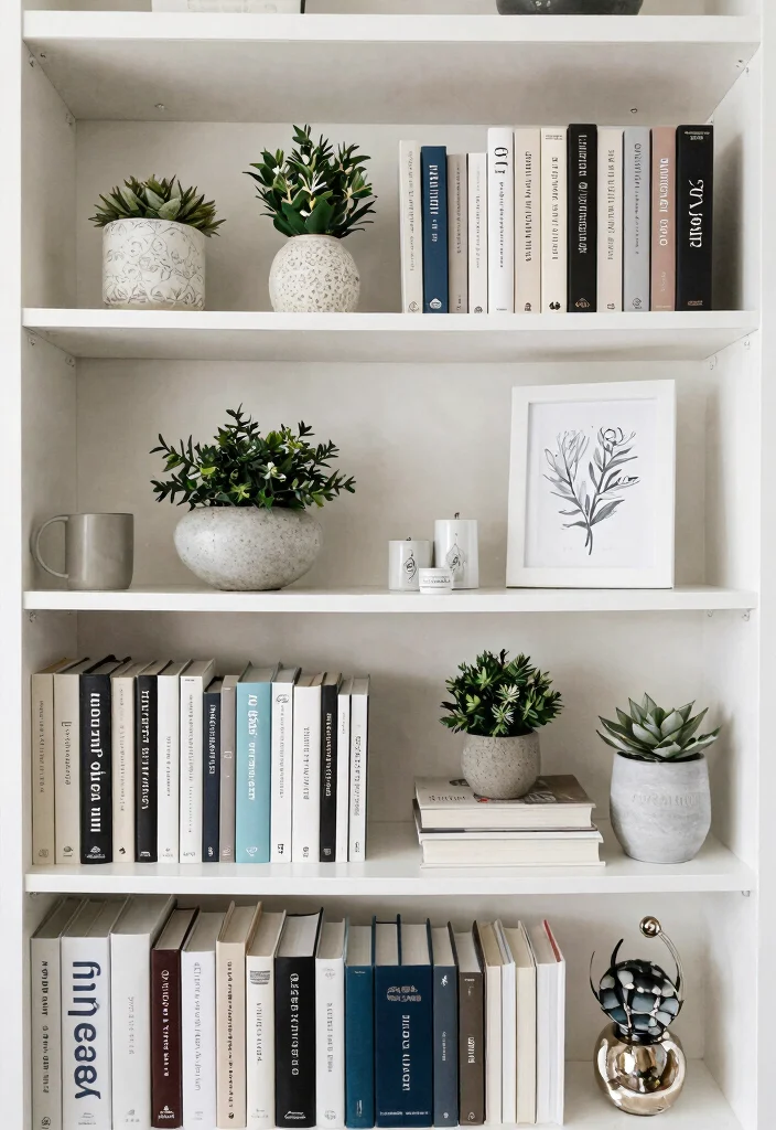 12 Bookshelf Decoration Ideas That Don't Collect Dust - 12. Regularly Refresh Your Display 1