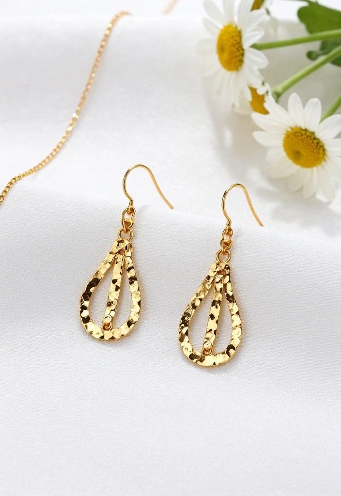 12 Gold Chandelier Earrings for Everyday Wear - 1. Dainty Hammered Gold Chandelier 1