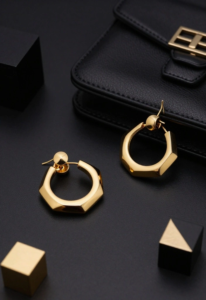 12 Gold Chandelier Earrings for Everyday Wear - 4. Geometric Gold Hoops with Chandeliers 1