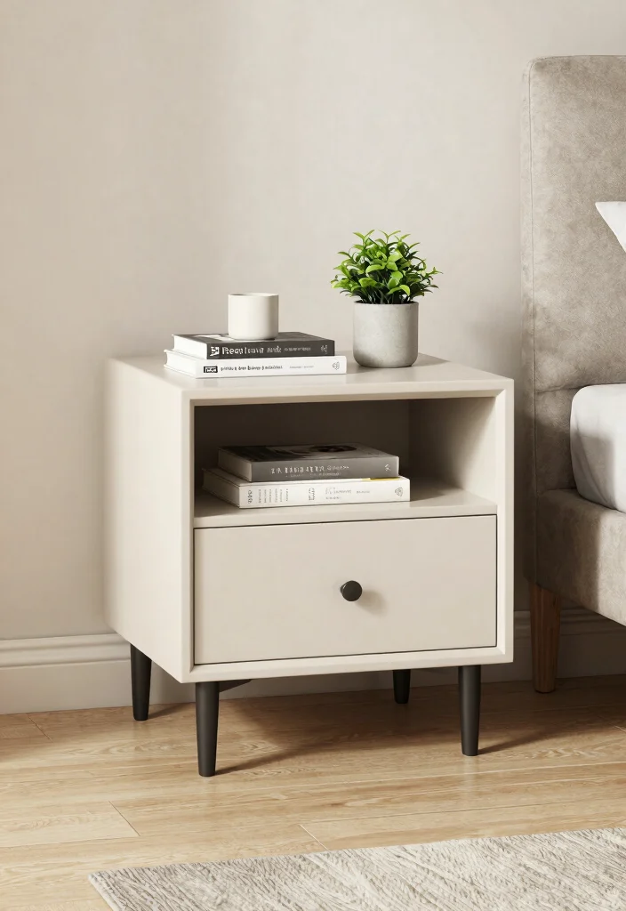 12 Guest Room Nightstand Ideas for Tight Spaces and No Outlets - 3. Nightstand on Wheels 1