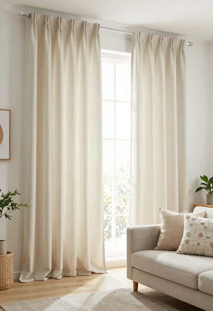 12 Minimalist Curtains Living Room Designs That Block Light - 5. Sustainable Cotton Curtains 1