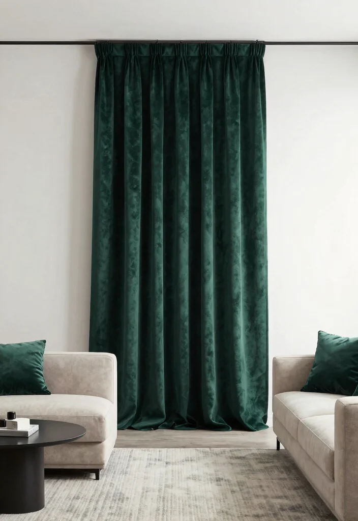 12 Minimalist Curtains Living Room Designs That Block Light - 6. Velvet Blackout Curtains 1