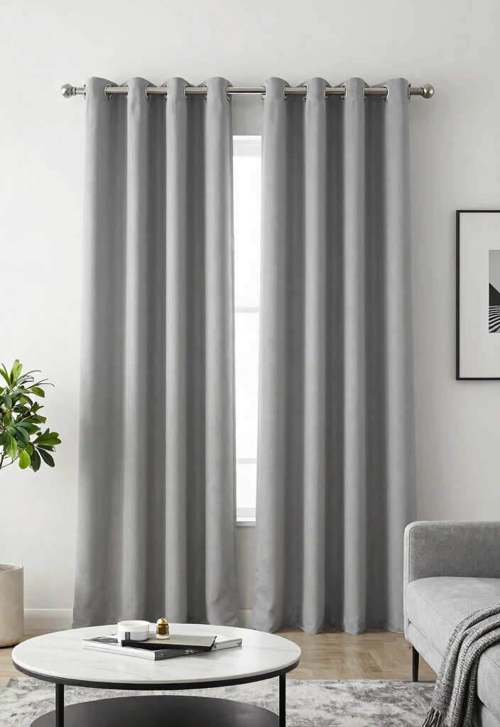 12 Minimalist Curtains Living Room Designs That Block Light - 9. Minimalist Grommet Top Curtains 1