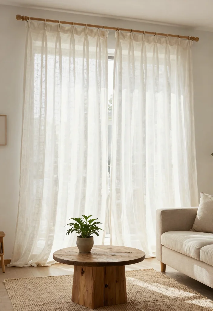 12 Modern Living Room Curtains for Minimalist Spaces - 1. Sheer Linen Curtains 1