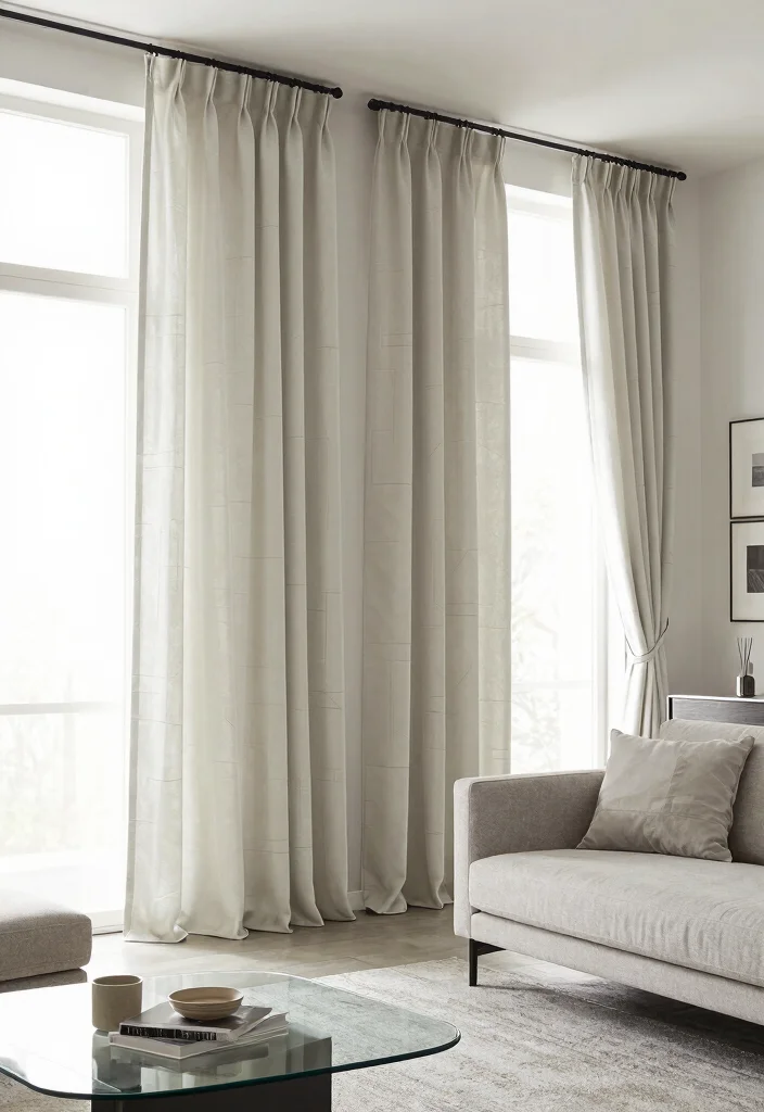 12 Modern Living Room Curtains for Minimalist Spaces - 7. Minimalist Geometric Print Curtains 1