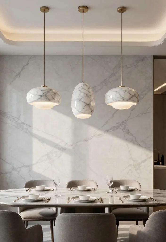 12 Stone Pendant Light Ideas That Add Weight Without Dark Corners - 2. Sleek Marble Accents 1