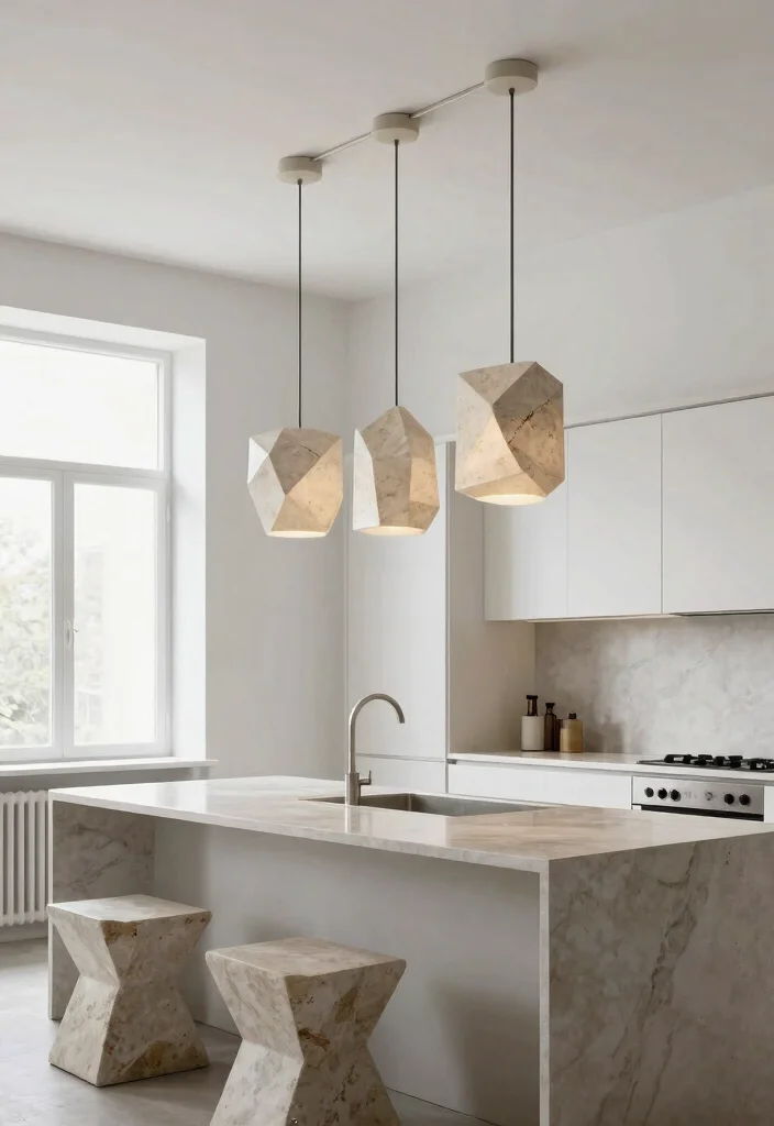 12 Stone Pendant Light Ideas That Add Weight Without Dark Corners - 7. Geometric Stone Lights 1