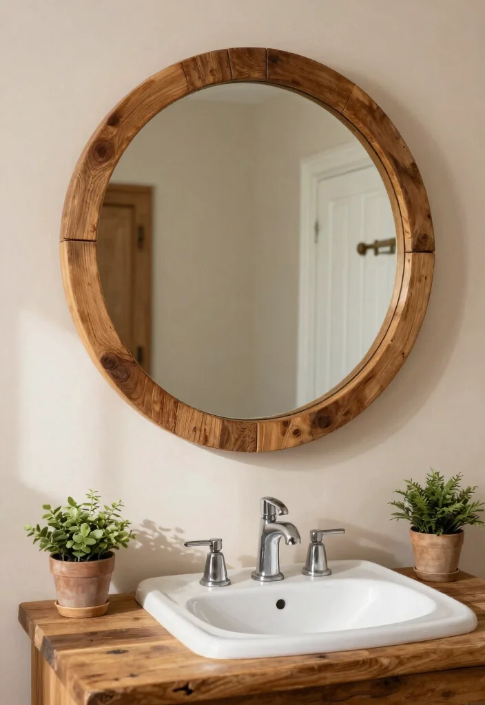 12 Wood Bathroom Mirror Ideas That Resist Humidity Warping - 1. The Classic Round Wooden Mirror 1