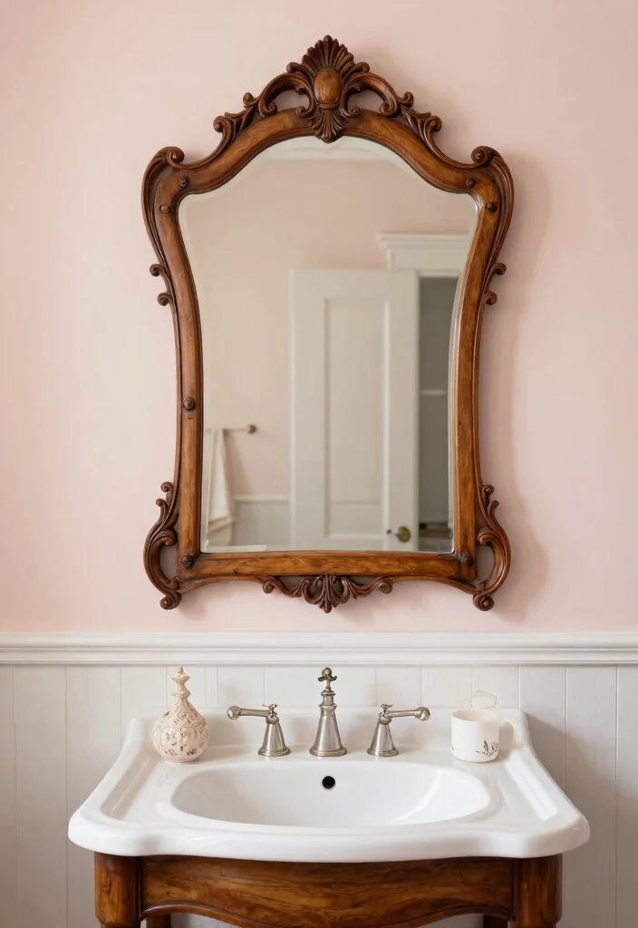 12 Wood Bathroom Mirror Ideas That Resist Humidity Warping - 10. Antique Wood Mirror 1