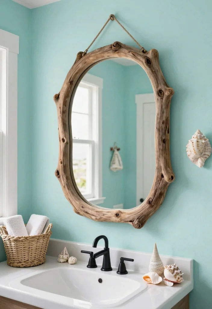 12 Wood Bathroom Mirror Ideas That Resist Humidity Warping - 2. Rustic Driftwood Mirror 1