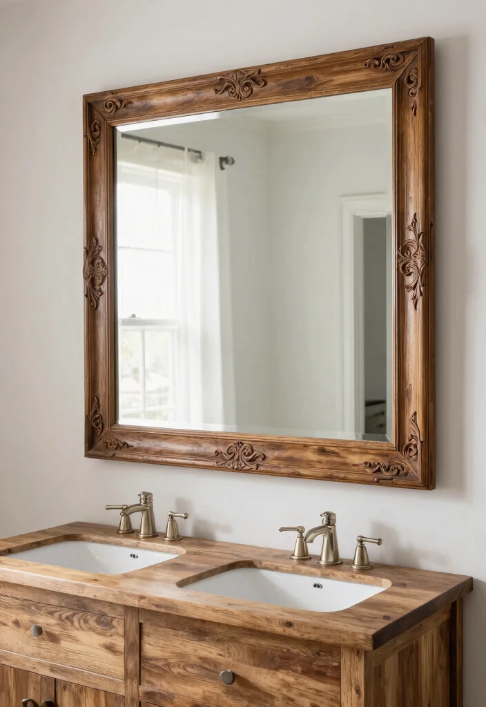 12 Wood Bathroom Mirror Ideas That Resist Humidity Warping - 7. Large Framed Wood Mirror 1