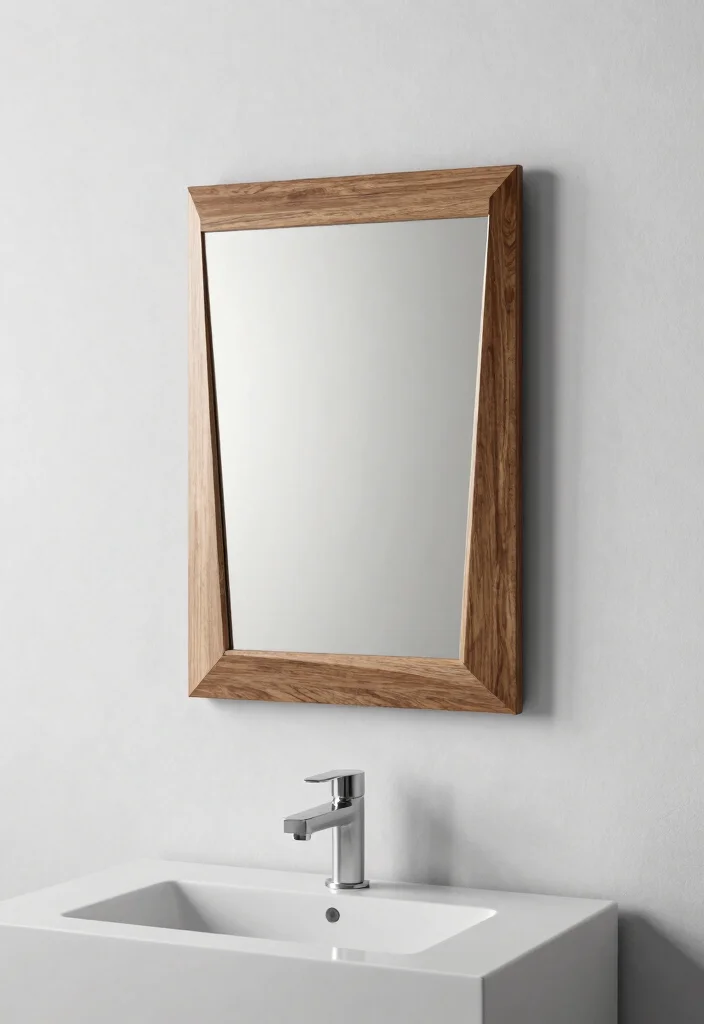 12 Wood Bathroom Mirror Ideas That Resist Humidity Warping - 9. Geometric Wood Mirror 1