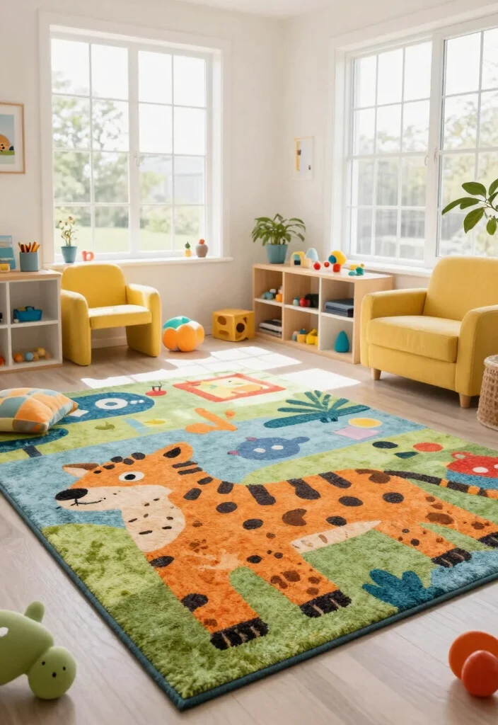 14 Animal Print Rug Living Room Ideas That Don't Overwhelm the Space - 14. Animal Prints for Kids' Play Areas 1