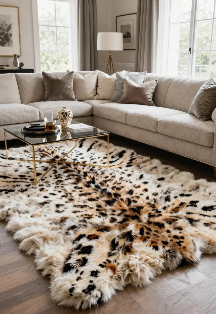 14 Animal Print Rug Living Room Ideas That Don't Overwhelm the Space - 7. Eco-Friendly Faux Fur Rugs 1