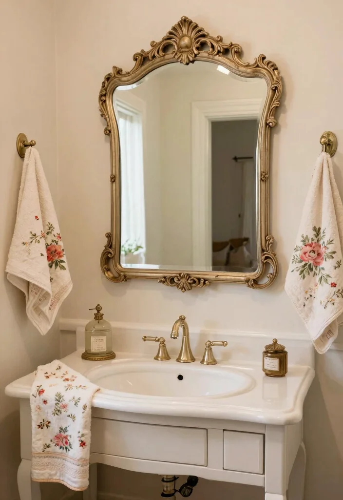 14 Bathroom Vanity Mirror Ideas That Fit Above Any Sink Width - 10. Vintage Vanity Mirrors 1