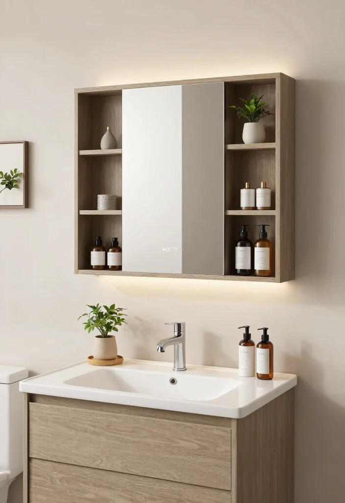14 Bathroom Vanity Mirror Ideas That Fit Above Any Sink Width - 13. Multi-Functional Mirrors 1