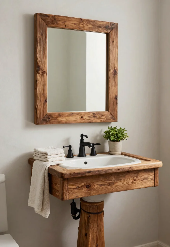 14 Bathroom Vanity Mirror Ideas That Fit Above Any Sink Width - 2. Rustic Wooden Frames 1