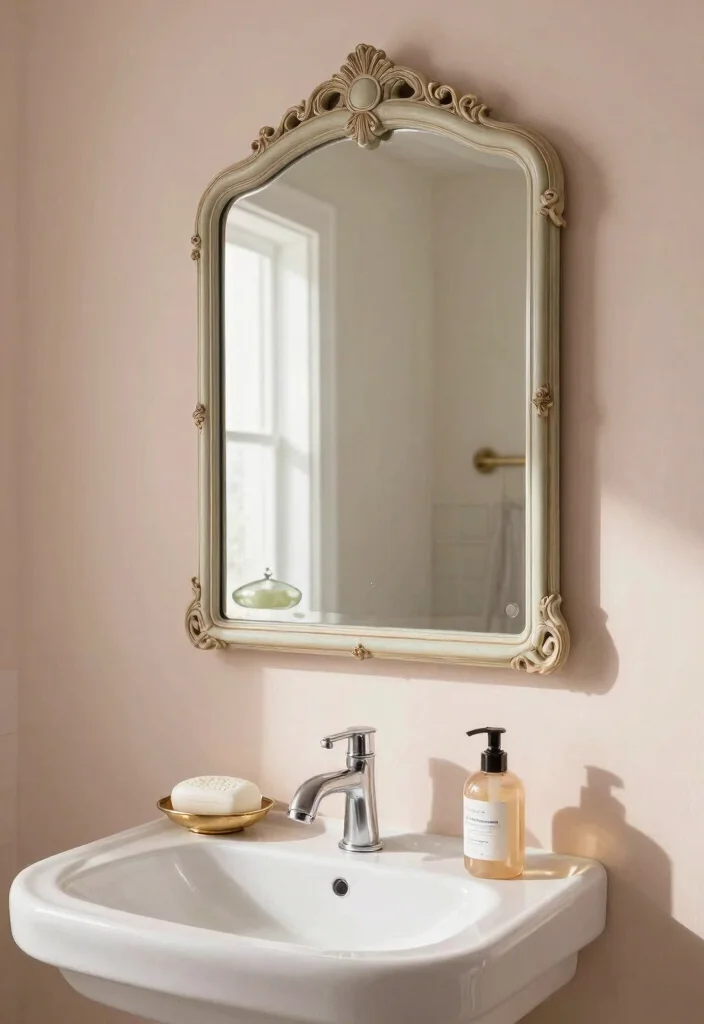 14 Bathroom Vanity Mirror Ideas That Fit Above Any Sink Width - 3. Vintage Chic 1