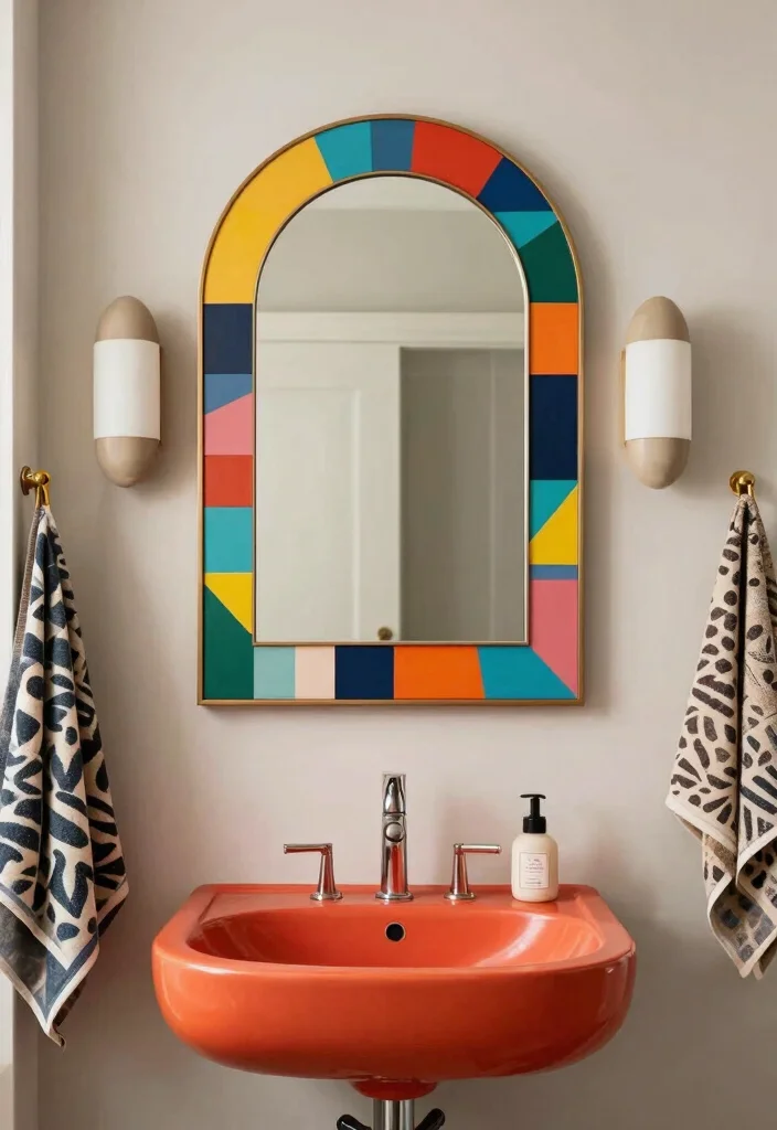 14 Bathroom Vanity Mirror Ideas That Fit Above Any Sink Width - 5. Artistic Touch with Decor Mirrors 1