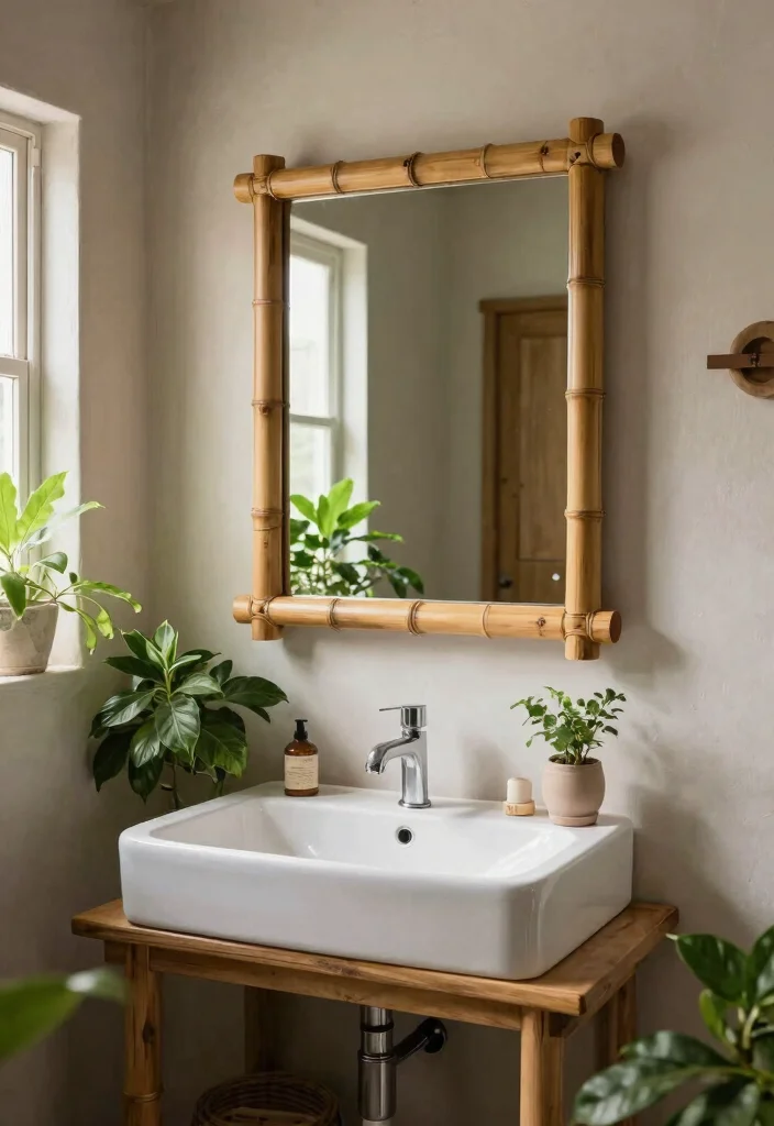 14 Bathroom Vanity Mirror Ideas That Fit Above Any Sink Width - 7. Nature-Inspired Decor 1