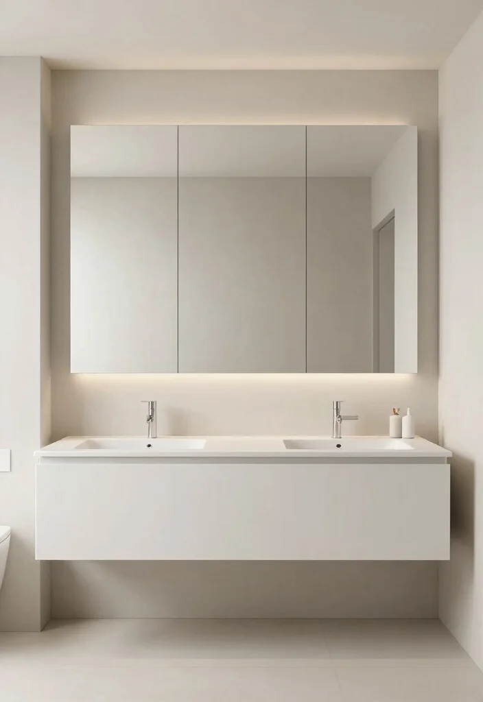 14 Bathroom Vanity Mirror Ideas That Fit Above Any Sink Width - 8. Minimalist Mirrored Panels 1