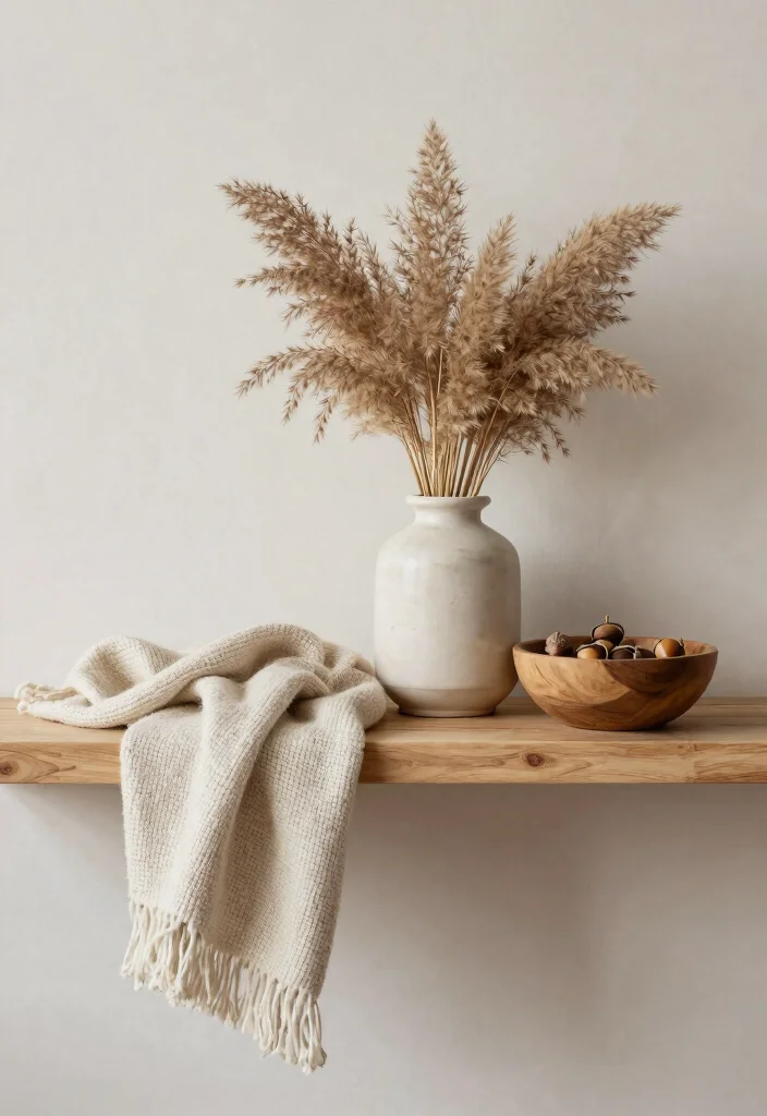 14 Fall Shelf Decor Ideas That Don't Look Cluttered or Seasonal - 1. Layered Textures 1