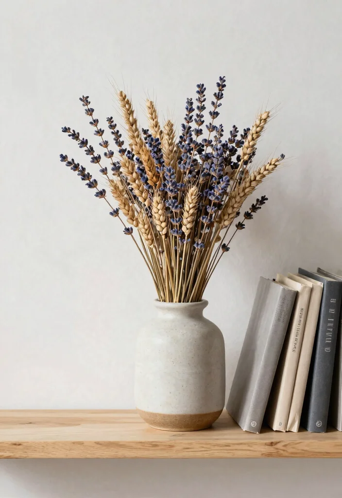 14 Fall Shelf Decor Ideas That Don't Look Cluttered or Seasonal - 4. Dried Flower Arrangements 1