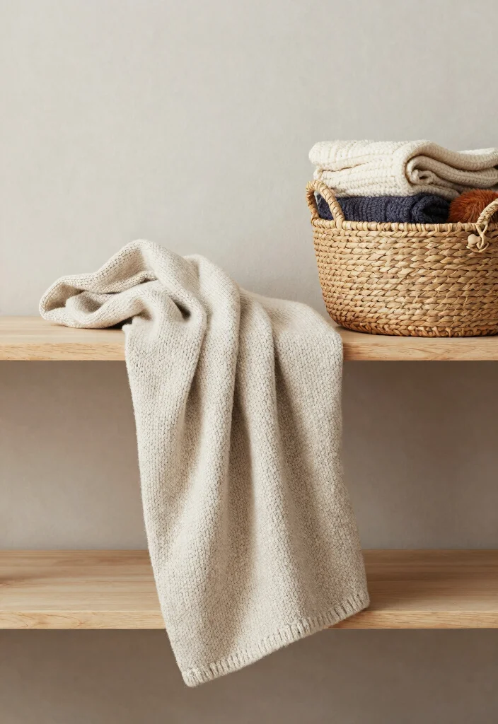 14 Fall Shelf Decor Ideas That Don't Look Cluttered or Seasonal - 6. Cozy Textiles 1