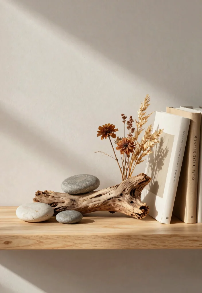 14 Fall Shelf Decor Ideas That Don't Look Cluttered or Seasonal - 8. Natural Elements 1