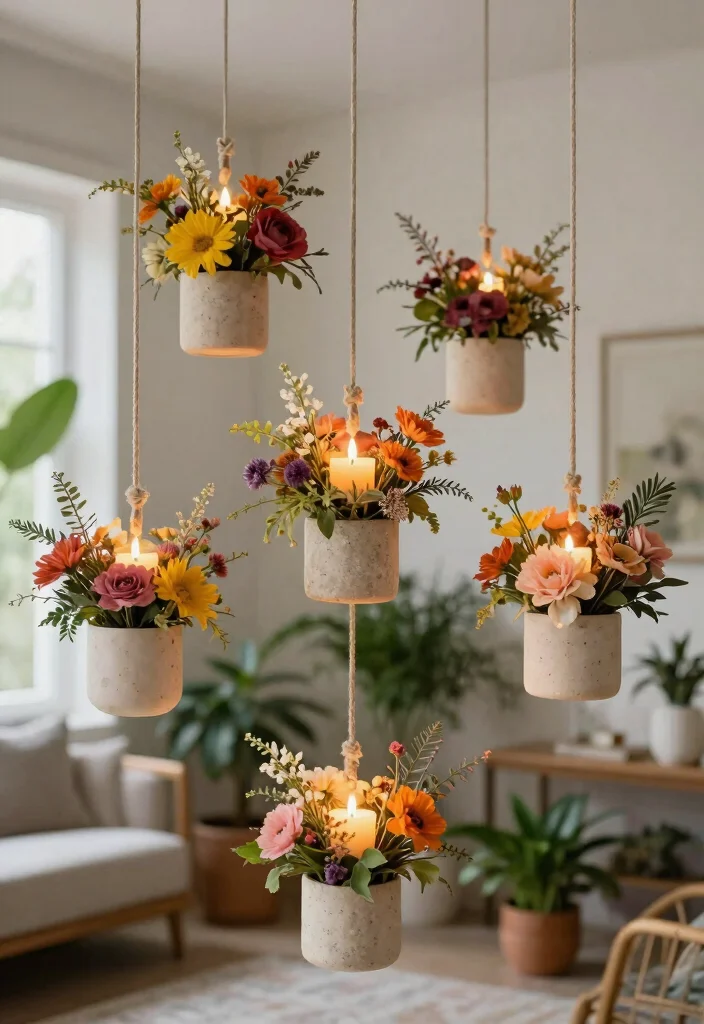 14 Hanging Candle Holder Ideas That Stay Safe Indoors - 9. Hanging Floral Candle Holders: Nature-Inspired Elegance 1