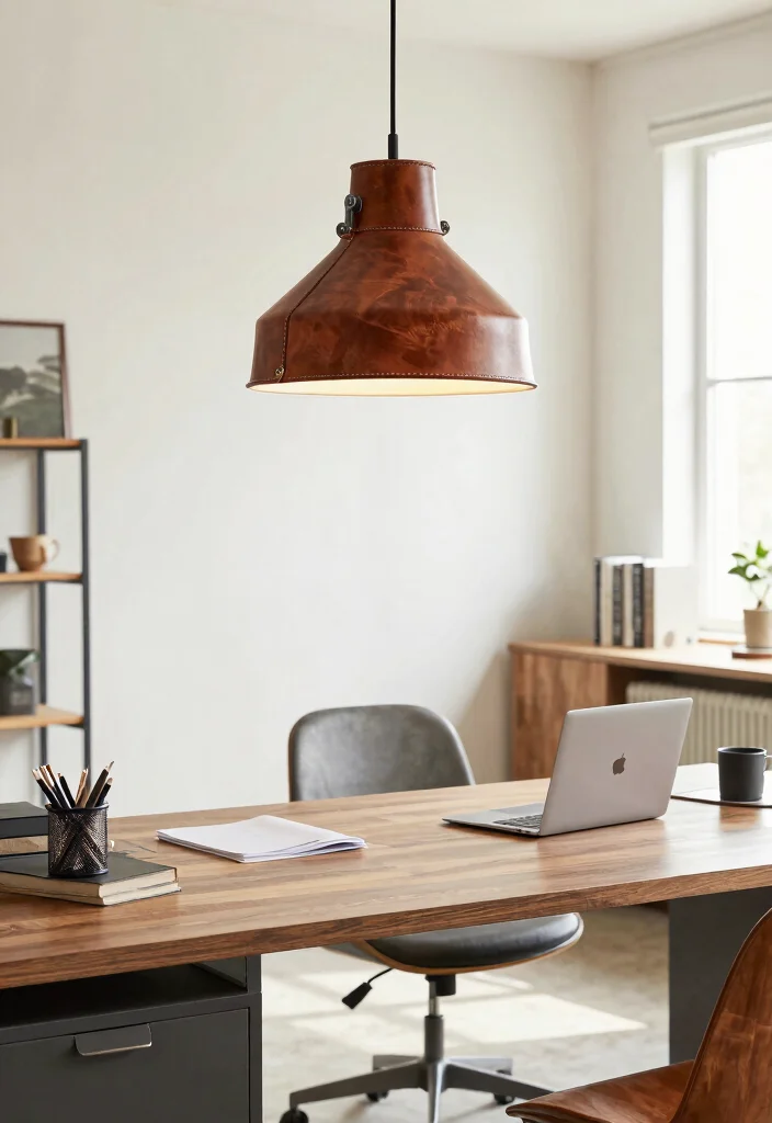 14 Leather Pendant Light Ideas That Soften Industrial Spaces - 10. Industrial Leather Shade Pendant 1