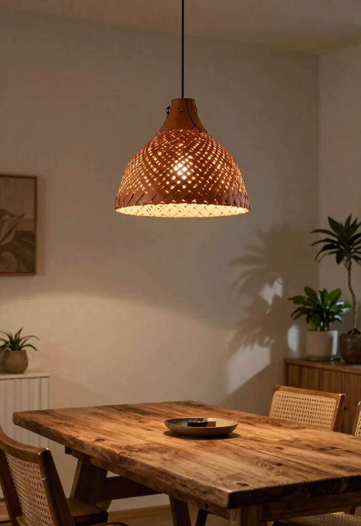 14 Leather Pendant Light Ideas That Soften Industrial Spaces - 12. Leather Woven Pendant 1