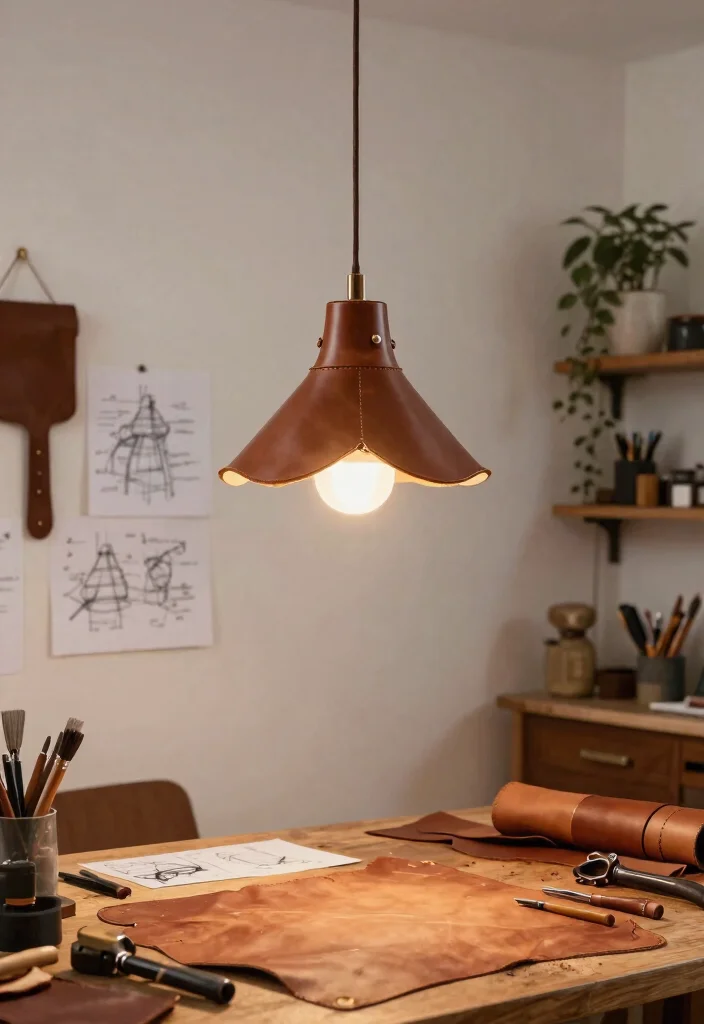 14 Leather Pendant Light Ideas That Soften Industrial Spaces - 13. Custom Leather Pendant Light 1