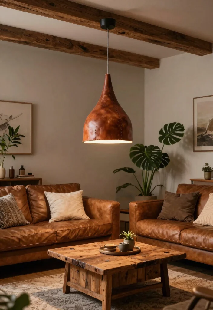 14 Leather Pendant Light Ideas That Soften Industrial Spaces - 2. Rustic Leather Teardrop Pendant 1