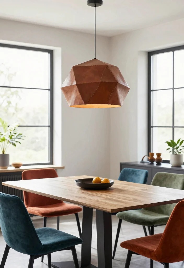 14 Leather Pendant Light Ideas That Soften Industrial Spaces - 8. Geometric Leather Pendant Light 1
