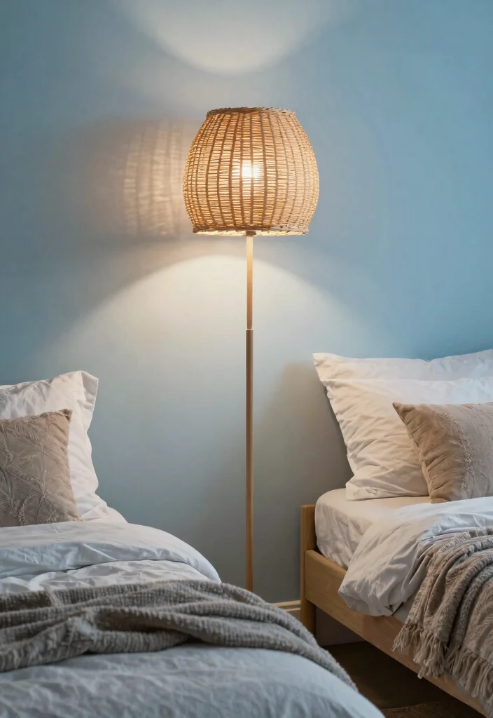 14 Rattan Floor Lamp Ideas That Add Texture Without Clutter - 13. Soft Lighting with Rattan Shades 1
