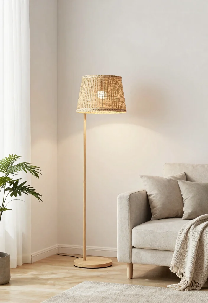 14 Rattan Floor Lamp Ideas That Add Texture Without Clutter - 3. Minimalist Elegance with Clean Lines 1