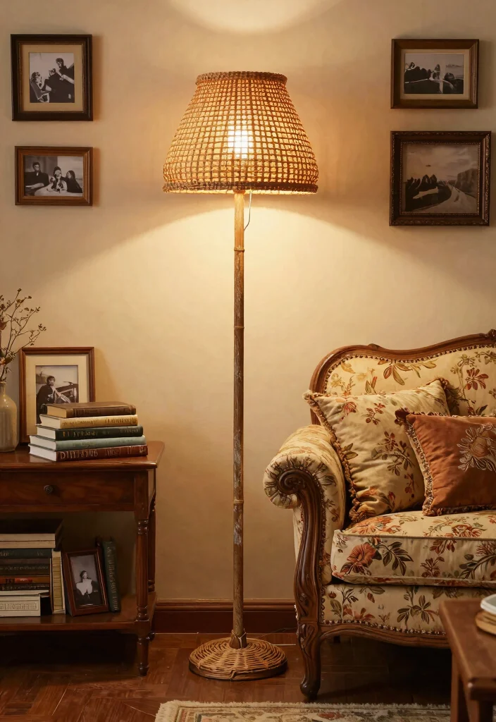 14 Rattan Floor Lamp Ideas That Add Texture Without Clutter - 4. Vintage Flair with Rattan Accents 1