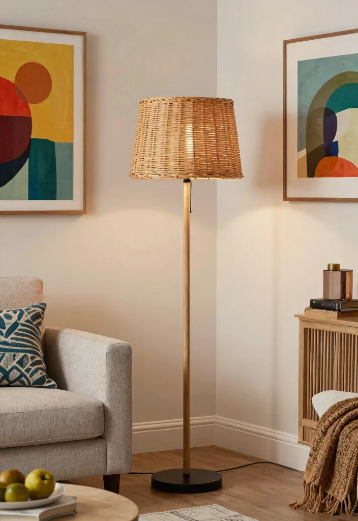 14 Rattan Floor Lamp Ideas That Add Texture Without Clutter - 7. Transitional Style with Rattan Touches 1