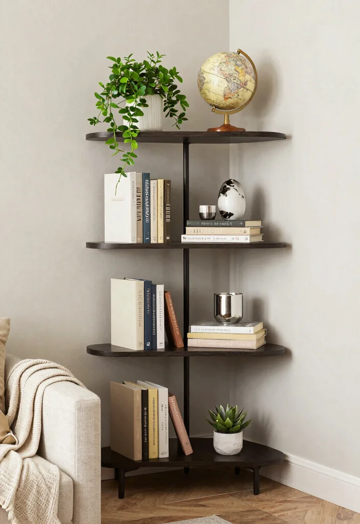 14 Small Bookshelf Ideas for Apartments With No Wall Space - 2. Corner Bookshelves 1