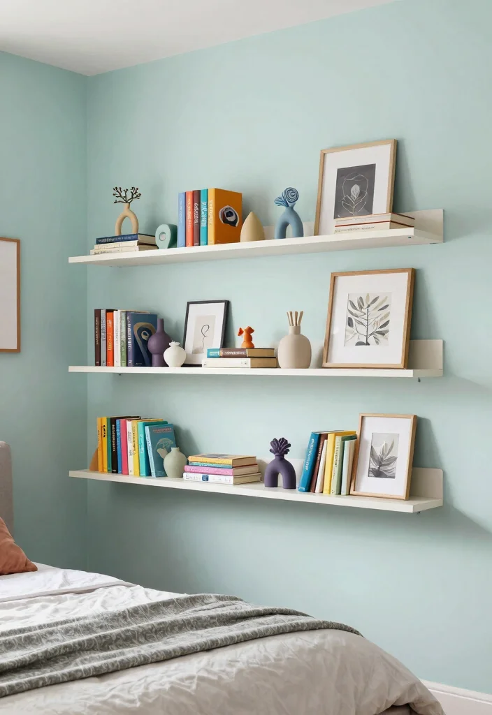 14 Small Bookshelf Ideas for Apartments With No Wall Space - 3. Floating Shelves 1
