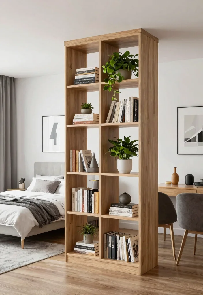 14 Small Bookshelf Ideas for Apartments With No Wall Space - 5. Bookshelf Room Dividers 1