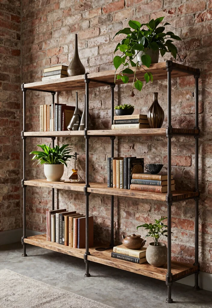 14 Small Bookshelf Ideas for Apartments With No Wall Space - 6. Industrial Pipe Shelves 1