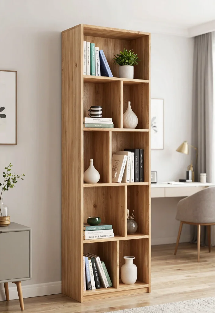 14 Small Bookshelf Ideas for Apartments With No Wall Space - 7. Vertical Cubby Storage 1