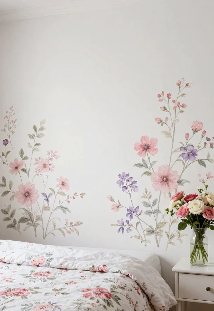 14 Vinyl Wall Art Ideas That Peel Off Without Damage - 7. Floral Accents 1