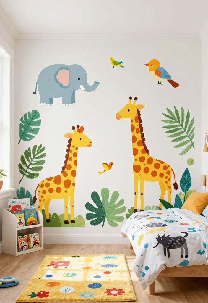 14 Wall Decor Stickers That Peel Off Clean for Renters - 1. Whimsical Animal Kingdom 1